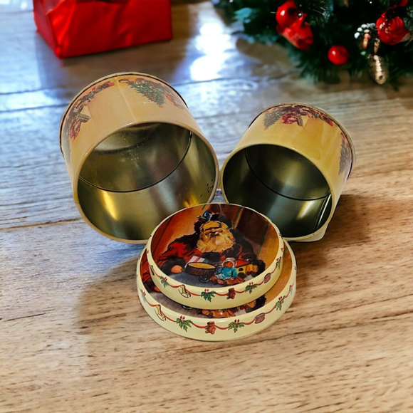 Santa Christmas Toys Nesting Candy Tin Box Storage Containers EUC - Picture 2 of 8